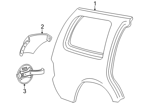 2001 Ford Excursion Quarter Panel & Components Diagram