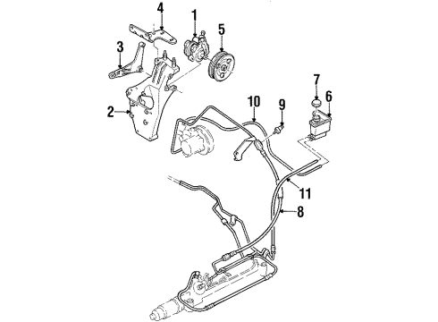 1998 Mercury Mystique P/S Pump & Hoses, Steering Gear & Linkage Diagram 2 - Thumbnail