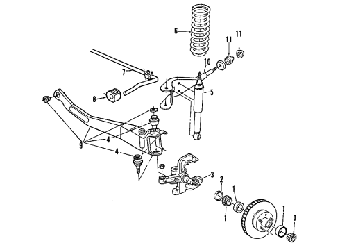 1993 Ford Explorer Front Suspension, Stabilizer Bar Diagram 3 - Thumbnail