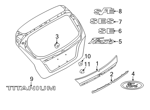 2013 Ford Fiesta Exterior Trim - Lift Gate Diagram