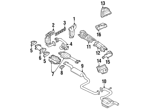 2002 Mercury Cougar Catalytic Converter Assembly Diagram for 1S8Z-5E212-FA