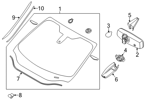 2013 Ford Focus Windshield Glass, Reveal Moldings Diagram 2 - Thumbnail