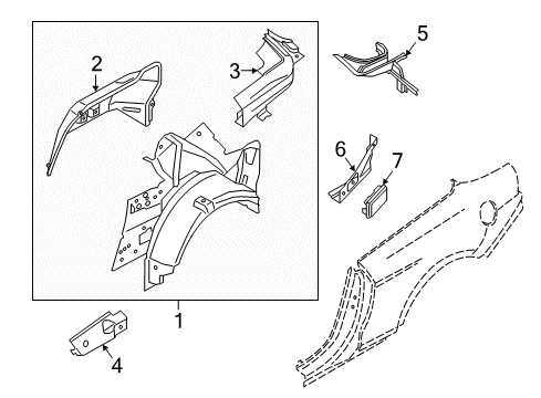 2018 Ford Mustang Inner Structure - Quarter Panel Diagram 1 - Thumbnail