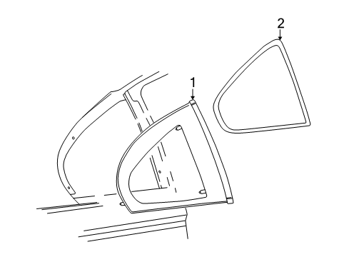 2000 Ford Mustang Quarter Panel - Glass & Hardware Diagram 2 - Thumbnail