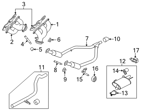 2010 Ford Mustang Exhaust Manifold Assembly Diagram for 7R3Z-9431-AA