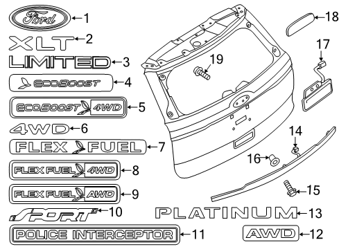 2019 Ford Explorer Exterior Trim - Lift Gate Diagram