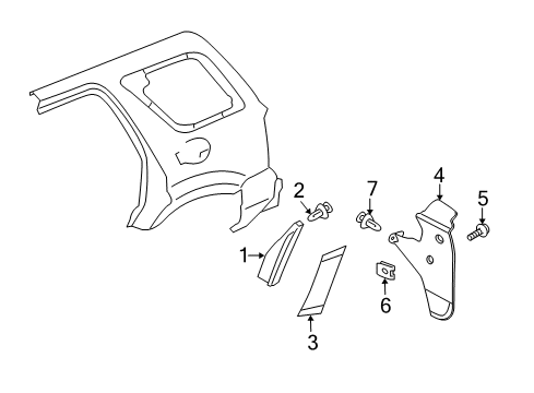 2011 Mercury Mariner Exterior Trim - Quarter Panel Diagram 1 - Thumbnail