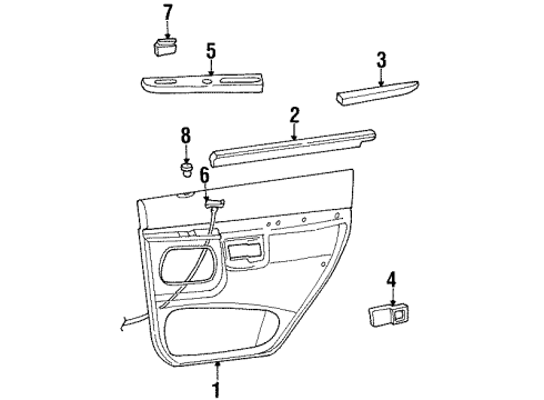 1998 Mercury Mountaineer Trim Assembly Front Door Diagram for F5TZ7827407BAS