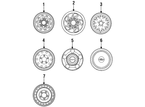 1996 Ford Bronco Wheels, Covers & Trim Diagram