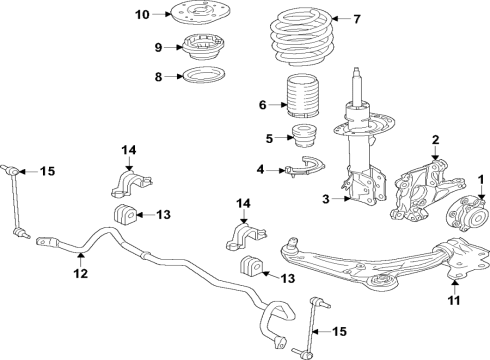 2022 Ford Edge Front Suspension Components, Lower Control Arm, Stabilizer Bar Diagram 1 - Thumbnail