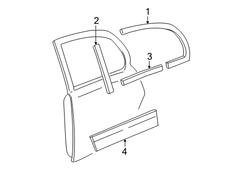 2010 Lincoln Town Car Exterior Trim - Rear Door Diagram 1 - Thumbnail