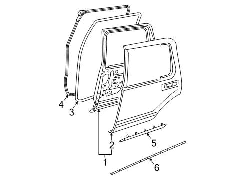 2003 Mercury Mountaineer Rear Door, Body Diagram