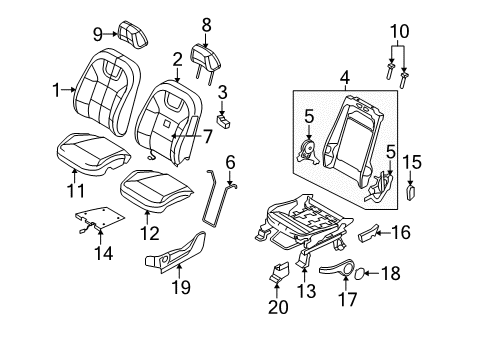 2010 Ford Focus Driver Seat Components Diagram