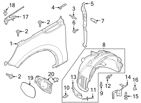 2022 Lincoln Aviator Fender & Components Diagram 1 - Thumbnail