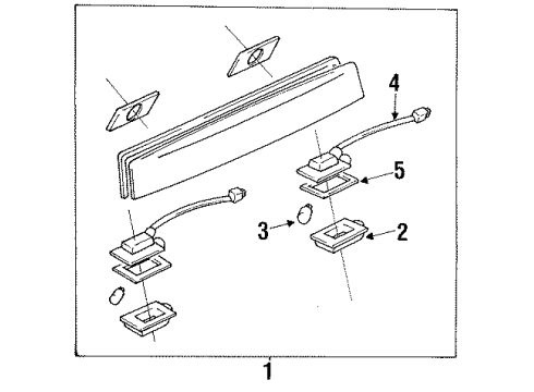 1993 Ford Escort Tail Lamps, License Lamps Diagram 1 - Thumbnail