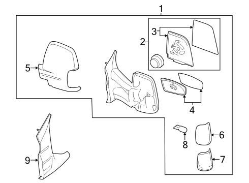 2023 Ford E-Transit Mirrors Diagram 2 - Thumbnail