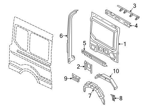 2022 Ford Transit-350 PANEL ASY - BODY SIDE INNER Diagram for LK4Z-6127864-U