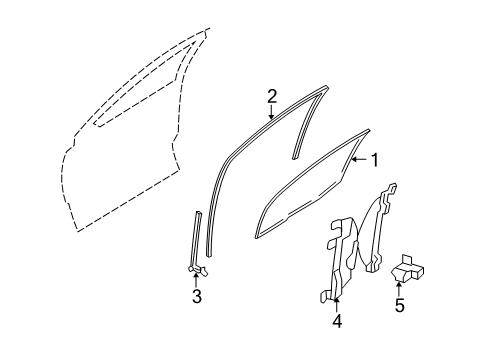 2009 Mercury Sable Front Door - Glass & Hardware Diagram