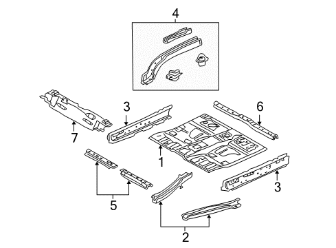 2005 Ford Escape Pan Assembly - Floor - Front Diagram for 5L8Z-7811135-AA