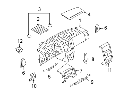 2010 Ford Explorer Sport Trac Instrument Panel Components Diagram