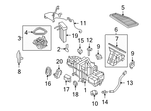 2008 Ford Escape A/C Evaporator Components Diagram 1 - Thumbnail