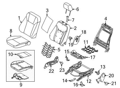 2014 Ford Fiesta Seat Back Cover Assembly Diagram for D2BZ-5464416-JA