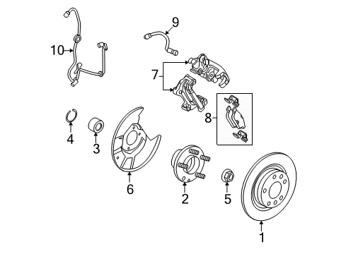 2007 Mercury Milan Brake Components, Brakes Diagram 2 - Thumbnail