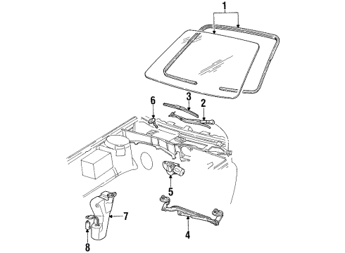 1988 Lincoln Continental Wiper & Washer Components Diagram