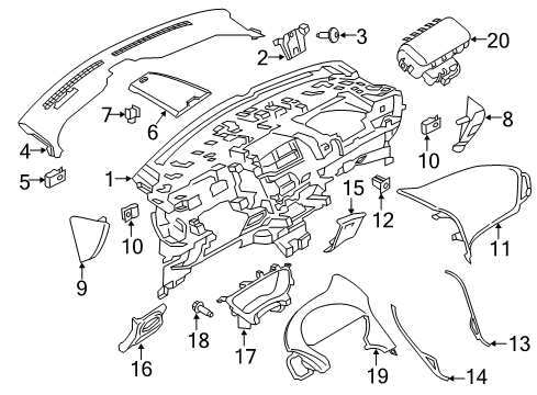 2017 Lincoln MKX Instrument Panel Components Diagram 1 - Thumbnail