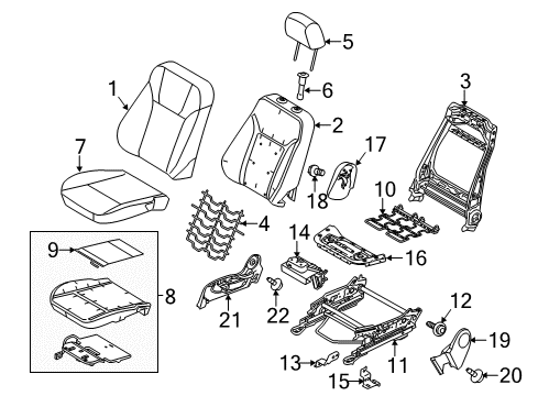 2012 Ford Fiesta Seat Back Cover Assembly Diagram for BE8Z-5464416-CA