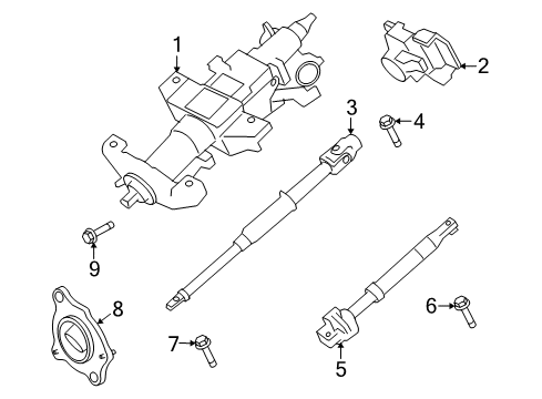 2009 Ford F-350 Super Duty Steering Shaft Assembly Diagram for 7C3Z-3E751-B