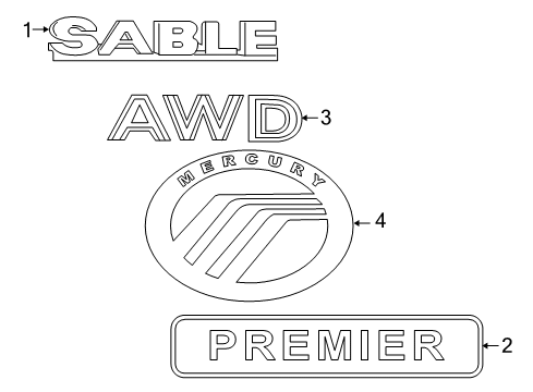 2008 Mercury Sable Emblem Diagram for 8T5Z-5442528-A