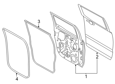 2020 Ford Ranger DOOR ASY - REAR - LESS HINGES Diagram for KB3Z-2624631-A