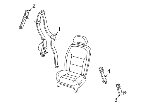 2004 Lincoln LS Buckle End Diagram for 3W4Z-5460044-AAC