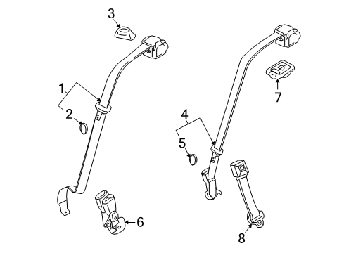 2009 Lincoln MKS Rear Seat Belts Diagram