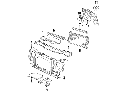 1988 Ford EXP Radiator & Components, Radiator Support, Cooling Fan Diagram