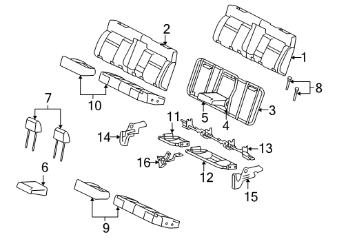 2007 Ford F-150 Rear Seat Cushion Cover Assembly Diagram for 7L3Z-1663805-AB