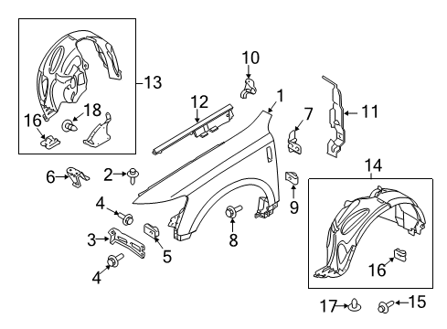 2014 Lincoln MKT Bracket - Fender - Front Diagram for AE9Z-16C078-A