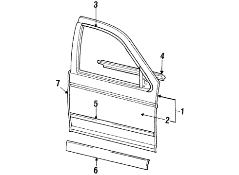 1986 Mercury Sable Weatherstrip Assembly Door Diagram for F4DZ7421453A