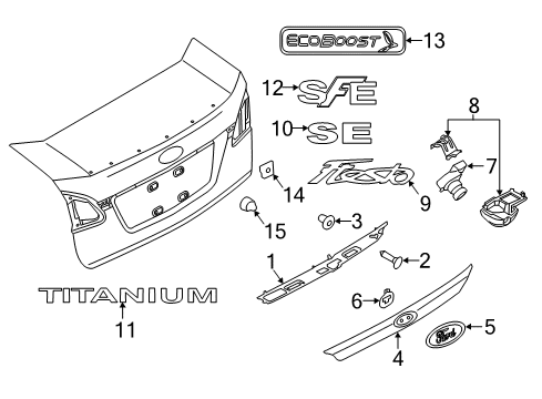 2018 Ford Fiesta Exterior Trim - Trunk Lid Diagram