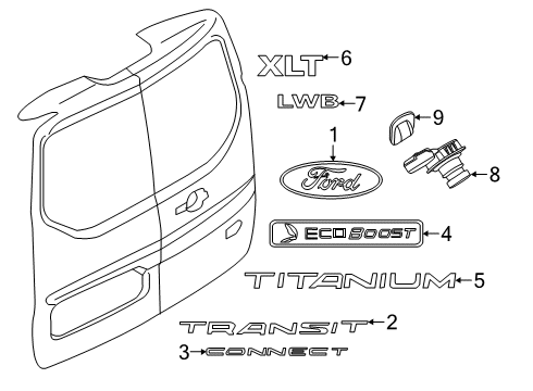 2016 Ford Transit Connect Exterior Trim - Lift Gate Diagram