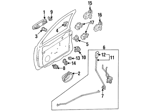 1996 Ford Aspire Handle Assembly Door Outerblack Diagram for F4BZ6122405A