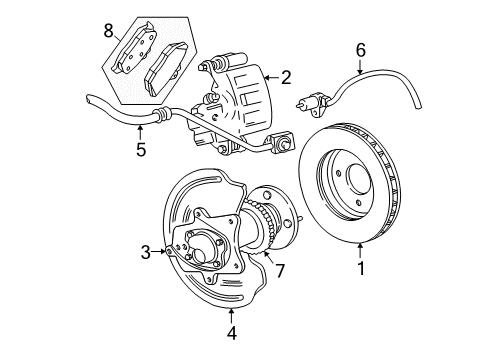 2007 Ford Mustang Brake Components, Brakes Diagram 2 - Thumbnail