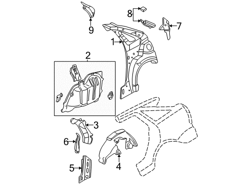 2003 Ford Focus Inner Structure - Quarter Panel Diagram 2 - Thumbnail