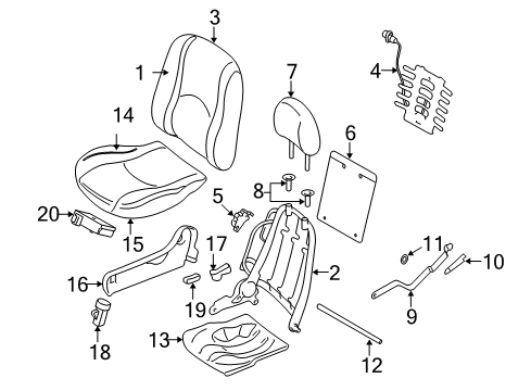 2010 Ford Escape Seat Back Cover Assembly Diagram for AL8Z-7864416-FC