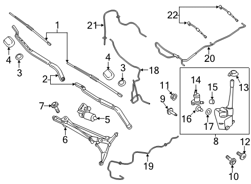 2021 Lincoln Nautilus Wiper Arm Assembly Diagram for BB5Z-17526-C