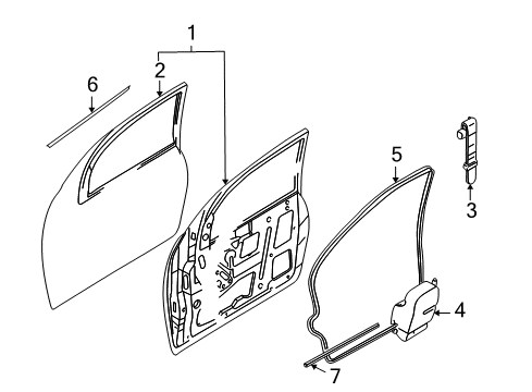 2006 Ford Focus Weatherstrip Assy - Door Opening Diagram for 6S4Z-6120708-A