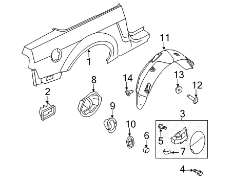 2010 Ford Mustang Quarter Panel & Components Diagram 1 - Thumbnail