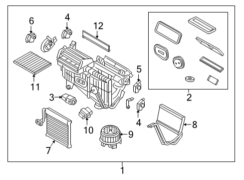 2018 Lincoln Continental A/C Evaporator & Heater Components Diagram