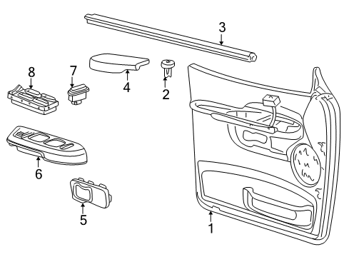 2003 Ford Explorer Sport Armrest Pad Diagram for 3L2Z-9824100-AAB